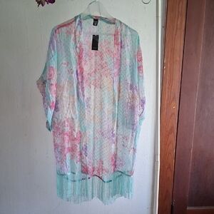 NWT Sheer Top With Fringe!!